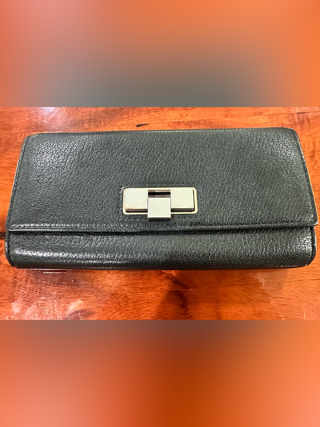 Rare - Preloved Vintage Bottega Veneta Black Leather Turn-Lock Long Wallet